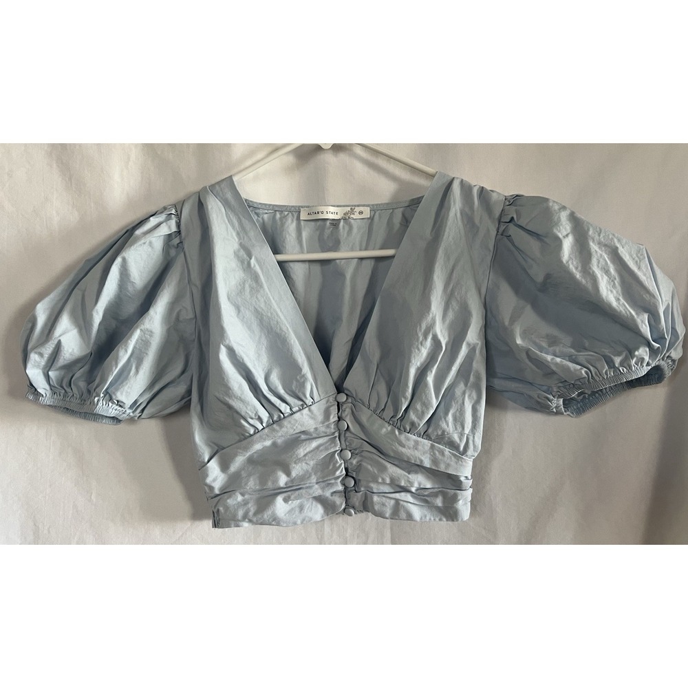 Altar'd State Corset Ruched Crop Top Women's Size XS Baby‎ Blue